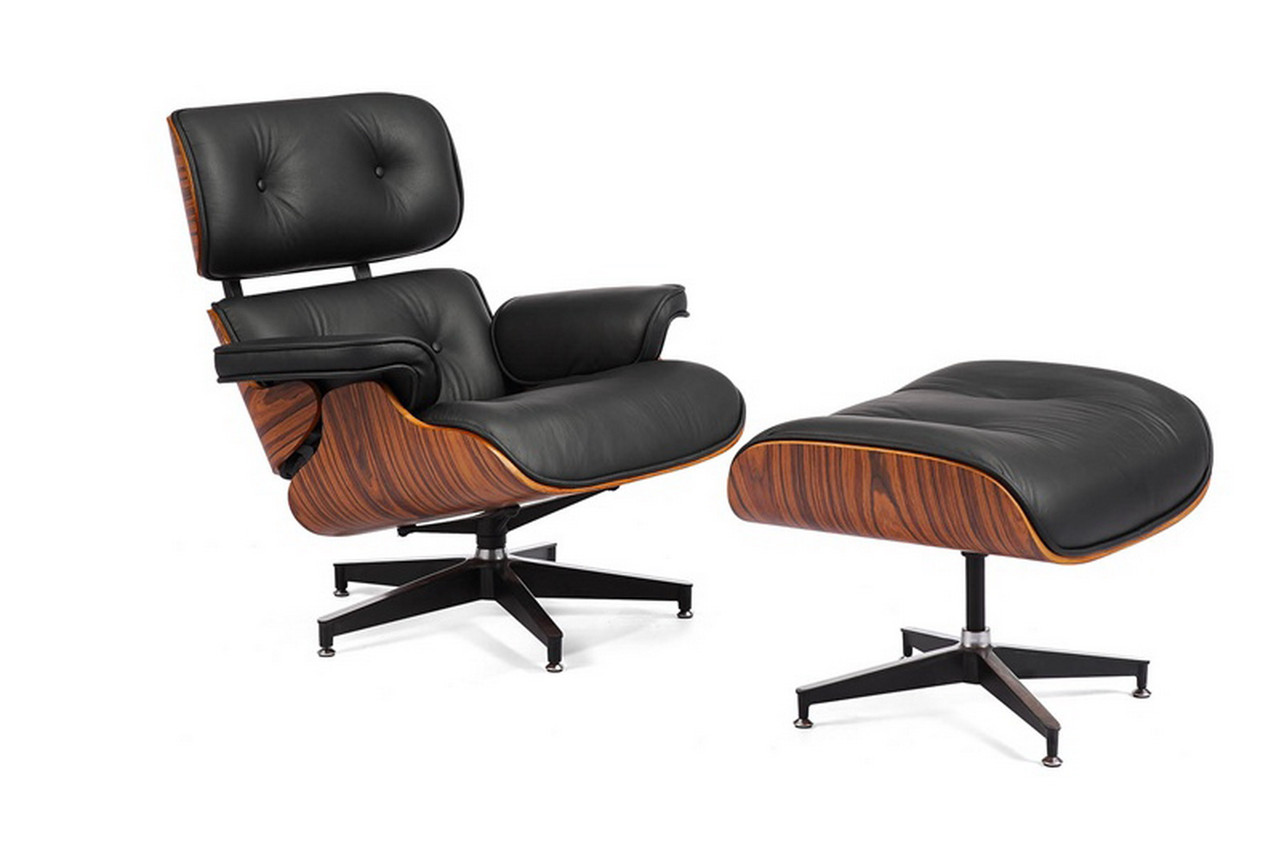 Кресло EAMES LOUNGE CHAIR и оттоманка EAMES LOUNGE CHAIR чёрные - фото 1 - id-p213282867