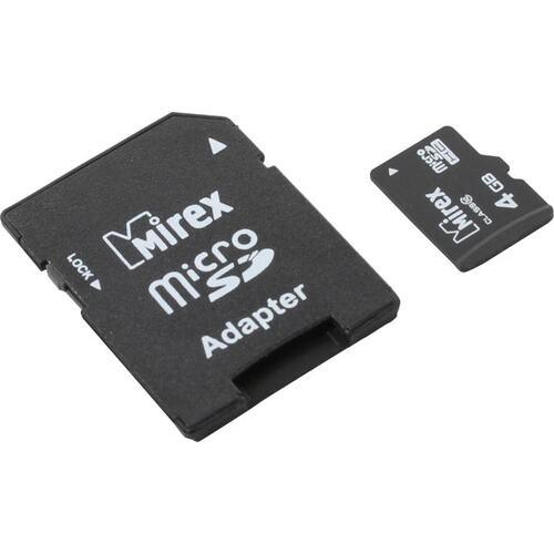 Карта памяти Mirex 13613-AD10SD04 microSDHC 4Gb Class10 + microSD-- SD Adapter - фото 1 - id-p217333207