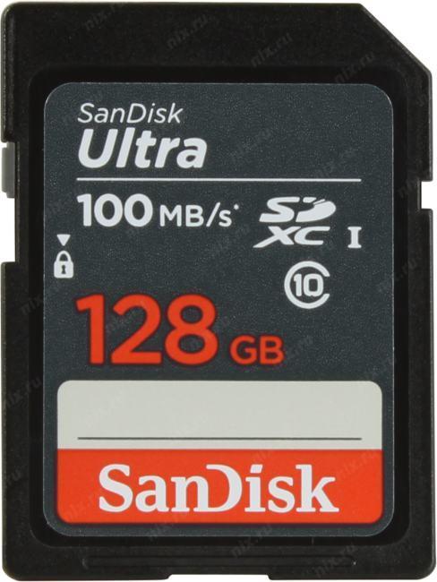 Флеш карта SDXC 128Gb Class10 Sandisk SDSDUNR-128G-GN3IN Ultra - фото 1 - id-p217333303