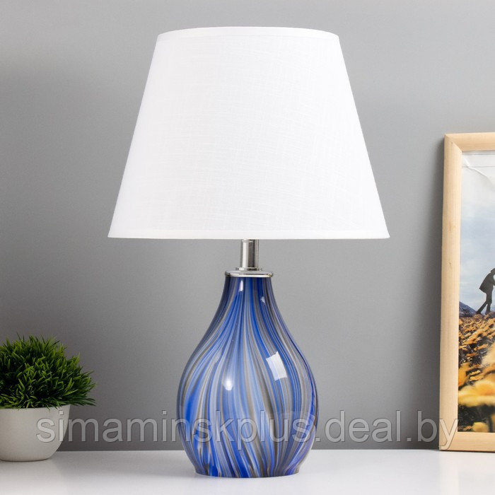 Настольная лампа "Фьюжн" E14 40Вт синий 25х25х39 см - фото 1 - id-p217334732