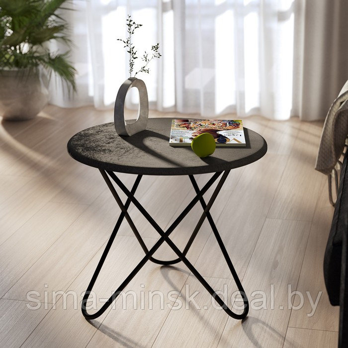 Стол журнальный BeautyStyle 20, 500х500х450, Серый бетон/Черный - фото 4 - id-p217335420