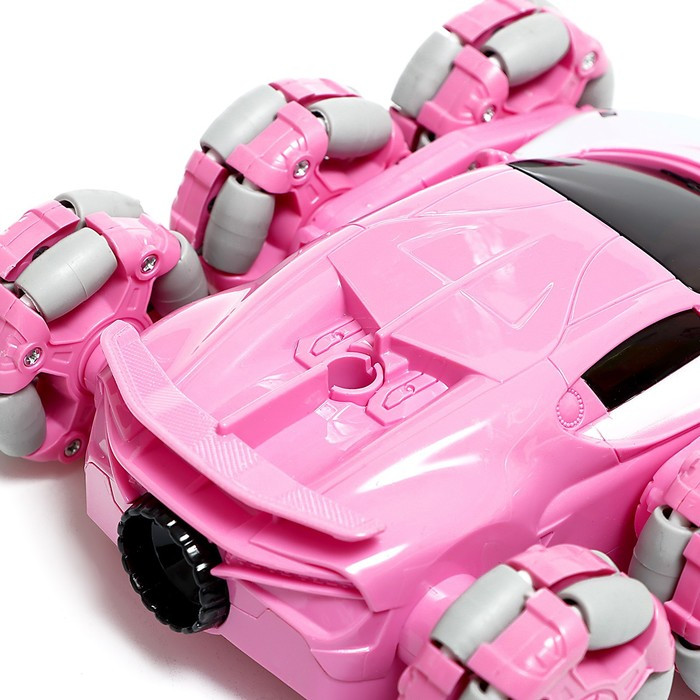 Машина радиоуправляемая "Трюковая"с аккумулятором, эффект дыма, цвет розовый - фото 4 - id-p217335785