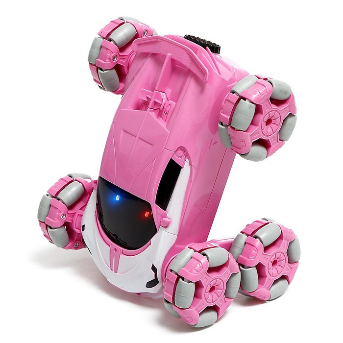 Машина радиоуправляемая "Трюковая"с аккумулятором, эффект дыма, цвет розовый - фото 8 - id-p217335785