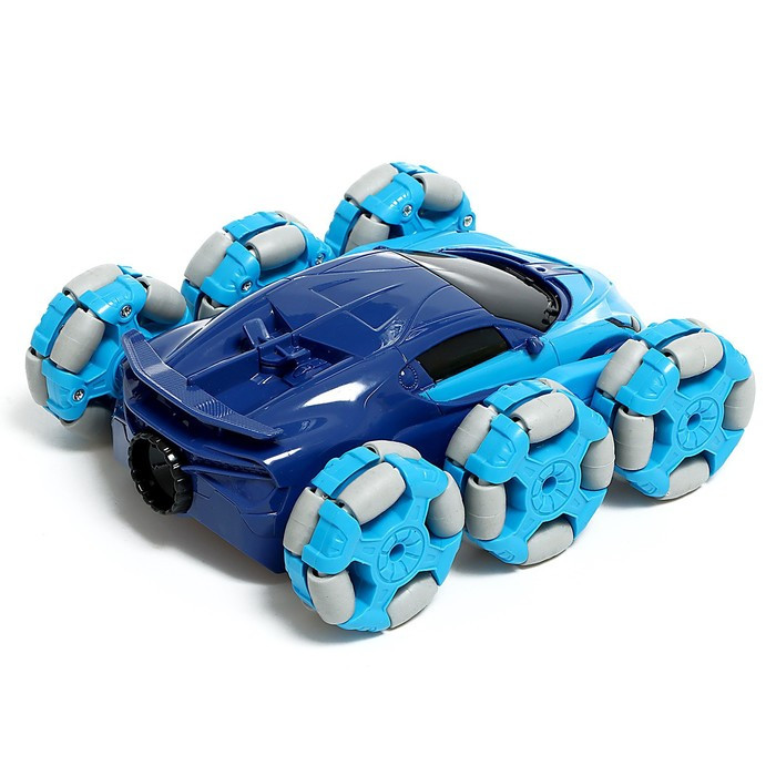 Машина радиоуправляемая "Трюковая"с аккумулятором, эффект дыма, цвет синий - фото 3 - id-p217335786