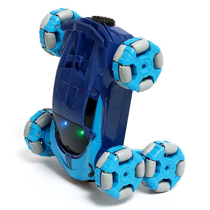 Машина радиоуправляемая "Трюковая"с аккумулятором, эффект дыма, цвет синий - фото 8 - id-p217335786