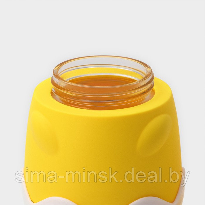 Бутылка для воды в силиконовом чехле "Цыпленок" 290 мл, цвет желтый - фото 4 - id-p217335704