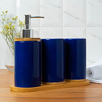 Набор аксессуаров для ванной комнаты «Натура», 3 предмета (дозатор 400 мл, 2 стакана, на подставке), цвет