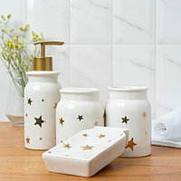 Набор аксессуаров для ванной комнаты «Звёзды», 4 предмета (мыльница, дозатор для мыла 320 мл, 2 стакана 300