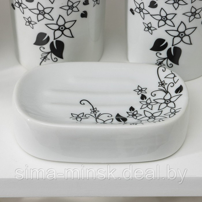 Набор для ванной, 4 предмета (мыльница, дозатор для мыла, 2 стакана), цвет белый - фото 2 - id-p217336605