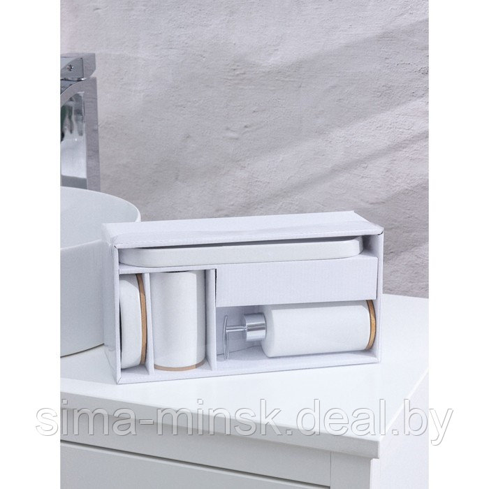Набор аксессуаров для ванной комнаты Доляна «Гармония», 4 предмета (дозатор 380 мл, мыльница, стакан, - фото 10 - id-p217336637
