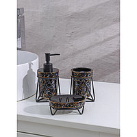 Набор для ванной комнаты SAVANNA «Геометрика», 3 предмета (мыльница, дозатор для мыла 290 мл, стакан), цвет