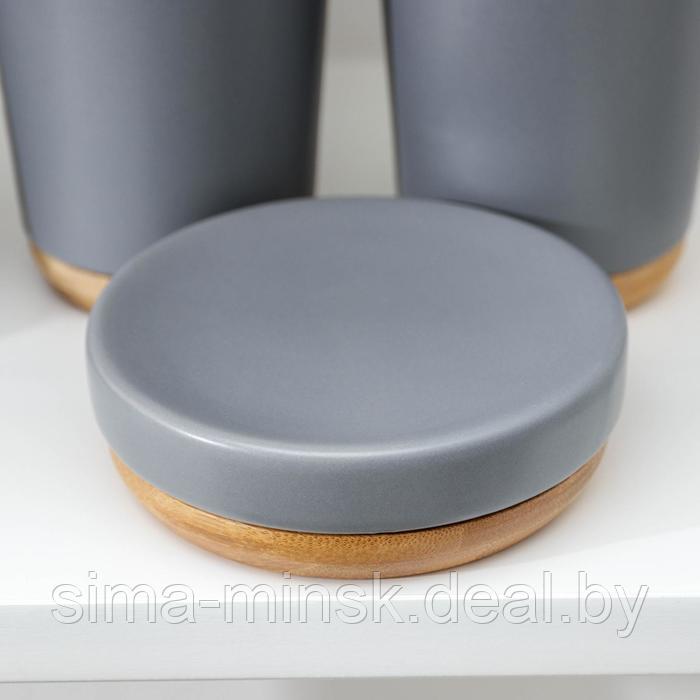 Набор аксессуаров для ванной комнаты «Эко», 4 предмета (мыльница, дозатор для мыла, 2 стакана), цвет серый - фото 2 - id-p217336671