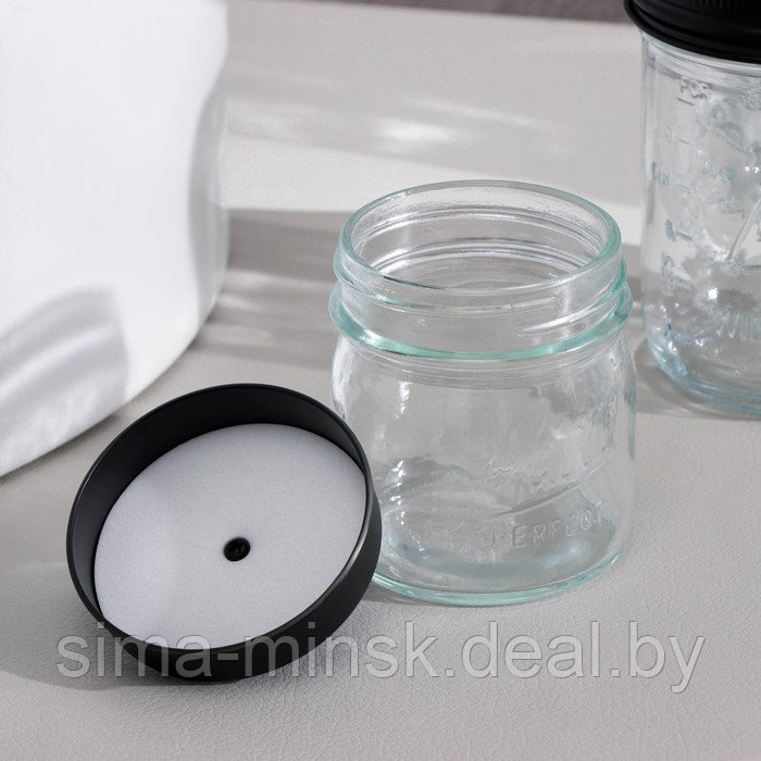 Набор аксесуаров для ванной, 4 предмета (дозатор, стакан для щёток, 2 банки), цвет чёрный - фото 3 - id-p217336678