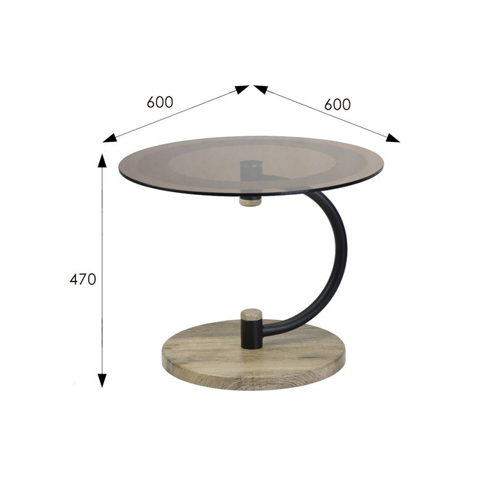 Стол журнальный Дуэт 13Н, 600х600х470, Черный/Дуб крымский/Тонированное - фото 2 - id-p217337156
