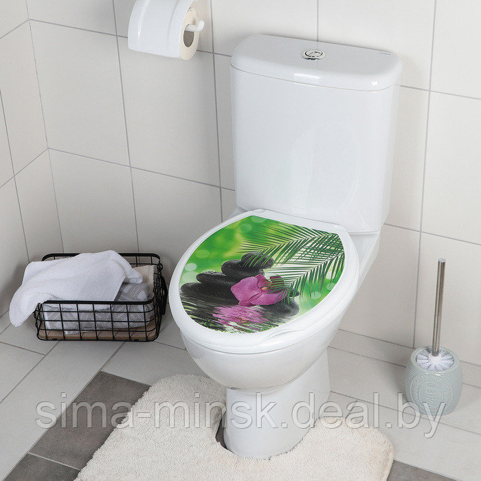 Сиденье для унитаза с крышкой "Декор. Орхидея", цвет белый - фото 2 - id-p217336719