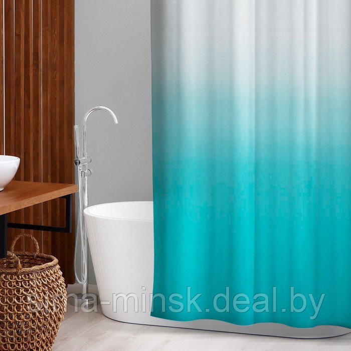 Штора для ванны SAVANNA «Градиент», 180×180 см, EVA, цвет морская волна - фото 1 - id-p217336789