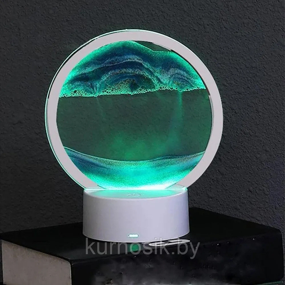 3D светильник ночник, песочная картина, эффект сыпучего песка, антистресс Зеленый - фото 1 - id-p217337360
