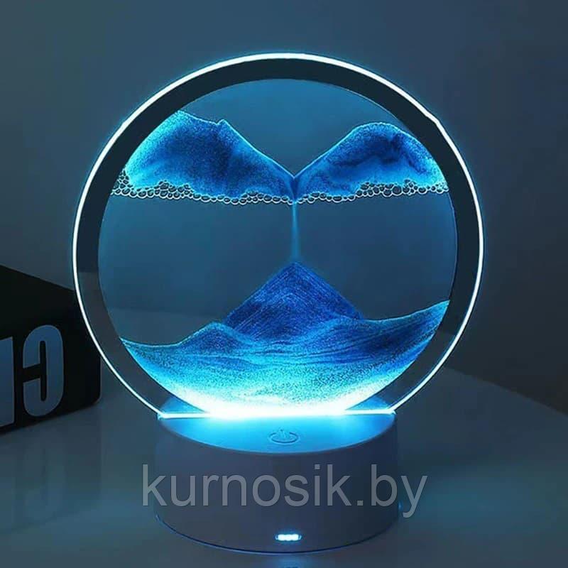3D светильник ночник, песочная картина, эффект сыпучего песка, антистресс Синий - фото 2 - id-p217337362