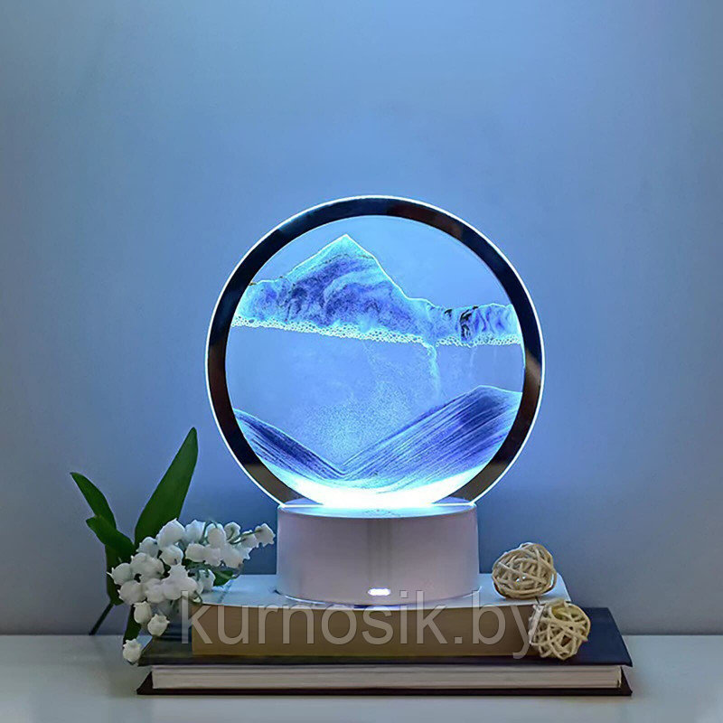 3D светильник ночник, песочная картина, эффект сыпучего песка, антистресс Синий - фото 1 - id-p217337362