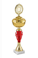 Кубок "Сталь" на мраморной подставке с крышкой , высота 32 см, чаша 8 см арт.369-200-80 КЗ80
