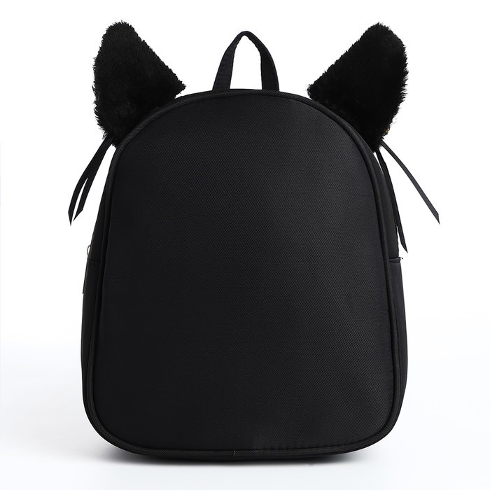 Рюкзак текстильный с ушками на заколках, 27*10*23 см, черный цвет - фото 2 - id-p217339144