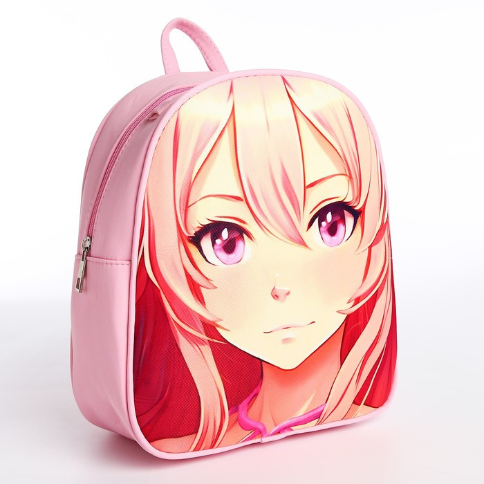 Рюкзак текстильный с ушками на заколках "Аниме", 27*10*23 см, розовый цвет - фото 8 - id-p217339145