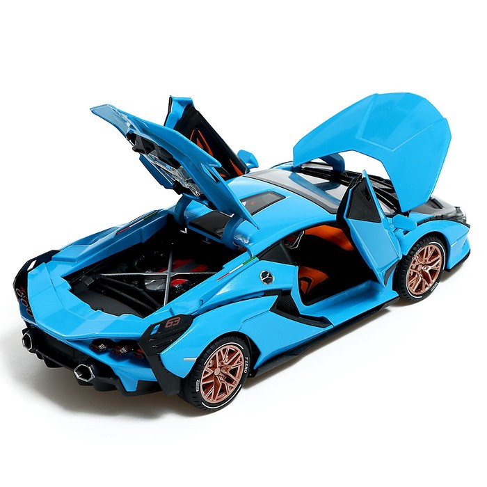 Машина металлическая «Купе», 1:24, открываются двери, капот, багажник, инерция, цвет голубой - фото 5 - id-p217339559