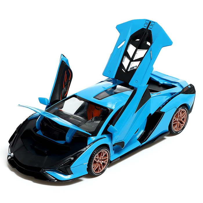 Машина металлическая «Купе», 1:24, открываются двери, капот, багажник, инерция, цвет голубой - фото 6 - id-p217339559