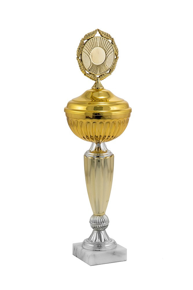 Кубок  "Янтарь" на мраморной подставке с крышкой  , высота 34 см, чаша 8 см арт. 312-220-80 КЗ80