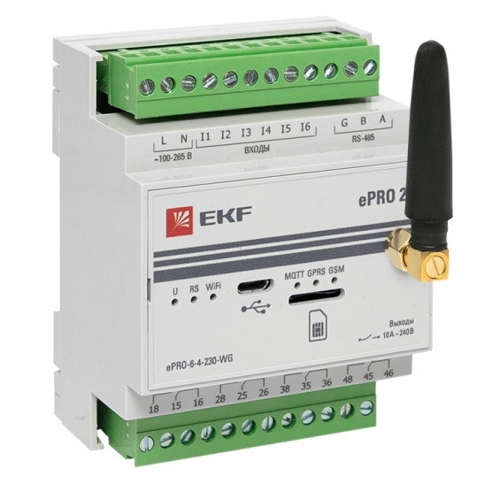 Контроллер базовый ePRO24 удаленного управления 6вх\4вых 230В WiFi GSM с внешней антенной EKF PROxima - фото 1 - id-p217341924
