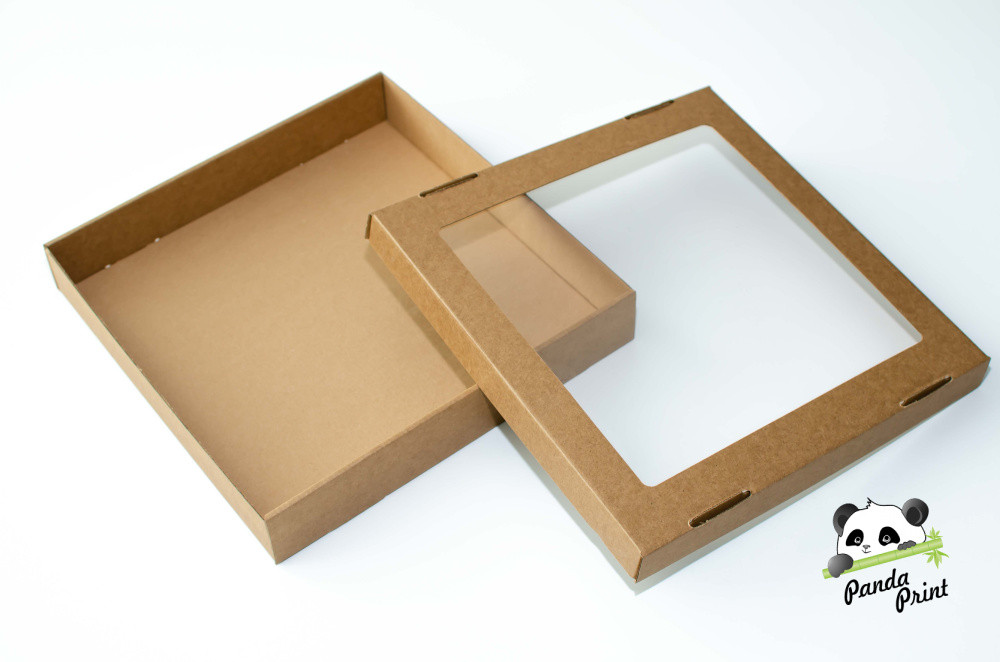 Коробка из гофрокартона 300х300х50 с окном - фото 2 - id-p213570339