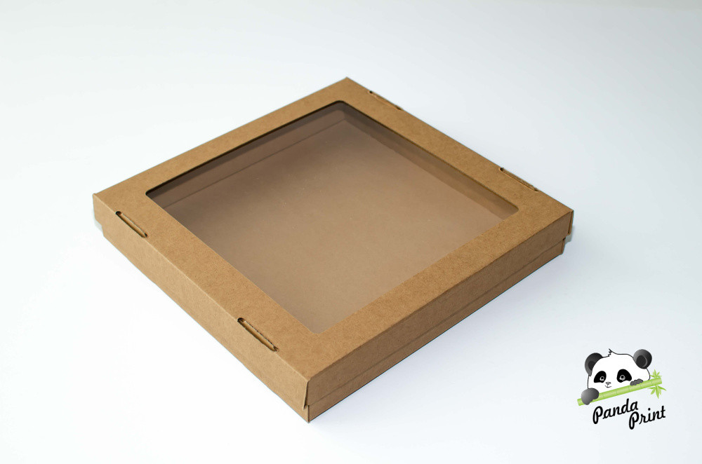 Коробка из гофрокартона 300х300х50 с окном - фото 1 - id-p213570339