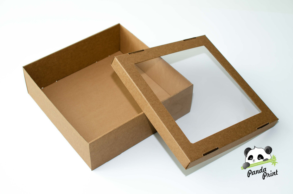 Коробка из гофрокартона 300х300х100 с окном - фото 2 - id-p213570343