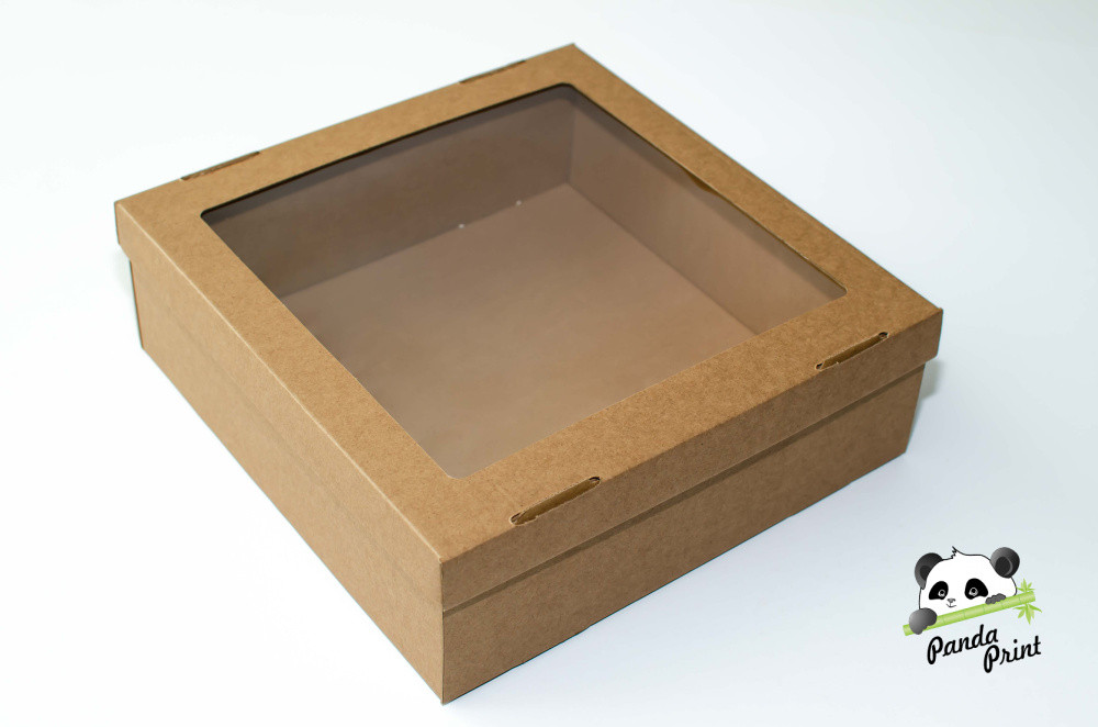 Коробка из гофрокартона 300х300х100 с окном - фото 3 - id-p213570343