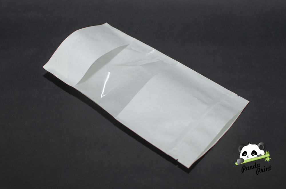 Пакет Дой-пак бумажный с ЗИП замком и прозр окном 70 мм 135х225+(35+35), белый - фото 3 - id-p210901981