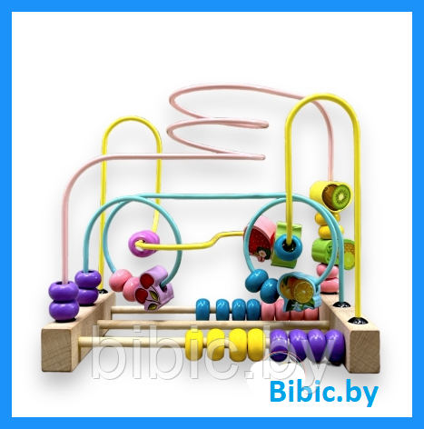 Детская развивающая серпантинка, игра лабиринт деревянный со счетами 687, игрушки развивашки для малышей