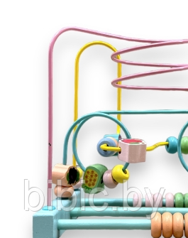 Детская развивающая серпантинка, игра лабиринт деревянный со счетами 682, игрушки развивашки для малышей - фото 2 - id-p217349789