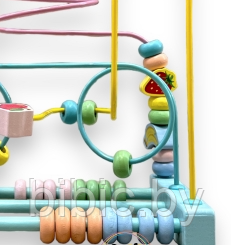 Детская развивающая серпантинка, игра лабиринт деревянный со счетами 682, игрушки развивашки для малышей - фото 3 - id-p217349789