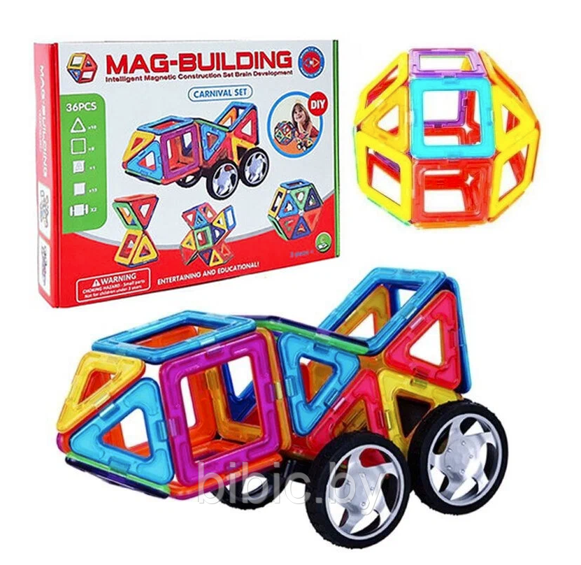 Детский магнитный конструктор GB-W36, объемный Mag-Building, маг билдинг для детей, геометрические фигуры - фото 7 - id-p217357766