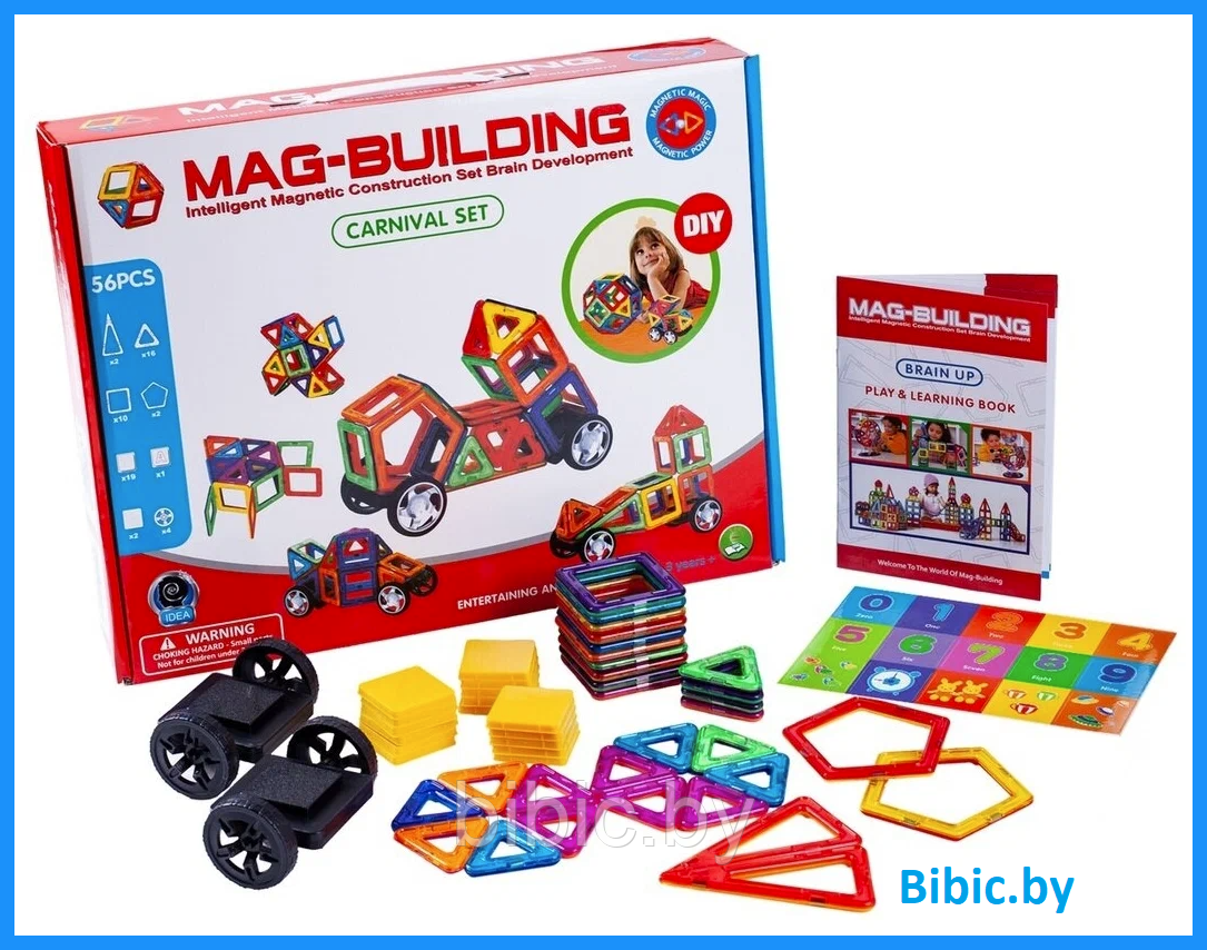 Детский магнитный конструктор GB-W56, объемный Mag-Building, маг билдинг для детей, геометрические фигуры - фото 1 - id-p217364961