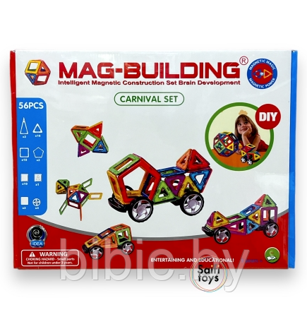 Детский магнитный конструктор GB-W56, объемный Mag-Building, маг билдинг для детей, геометрические фигуры - фото 3 - id-p217364961