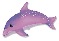 Шар фольгированный (37"/94 см) Фигура, Дельфин, фуше (арт.901883RS)