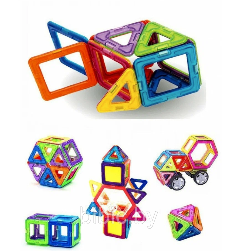 Детский магнитный конструктор 1511, объемный Mag-Building, маг билдинг для детей, геометрические фигуры - фото 3 - id-p217381628