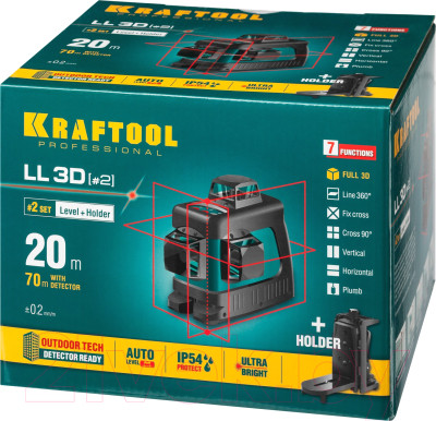 Лазерный нивелир Kraftool LL-3D-2 / 34640-2 - фото 4 - id-p217355272