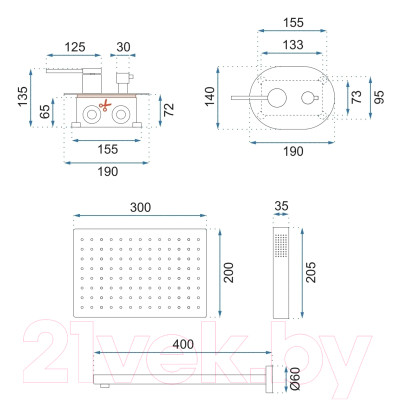 Душевая система REA Oval P8466 - фото 4 - id-p217354674