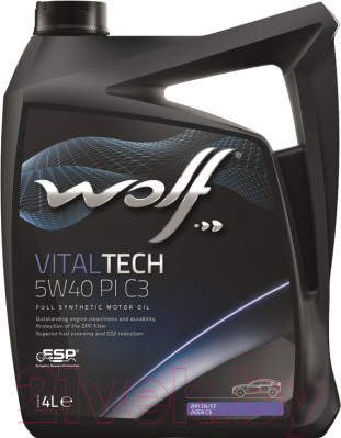 Моторное масло WOLF VitalTech 5W40 PI C3 / 21116/4 - фото 1 - id-p217424112