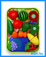 Детский игровой набор разрезанных фруктов на липучке с доской и ножом 878-50, игрушечная еда для игры детей