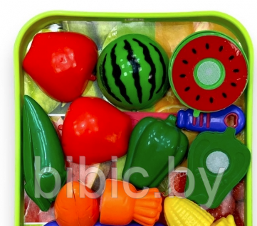 Детский игровой набор разрезанных фруктов на липучке с доской и ножом 878-50, игрушечная еда для игры детей - фото 2 - id-p217437104