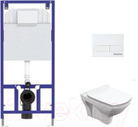 Унитаз подвесной с инсталляцией Cersanit Carina S-MZ-CARINA-XL-COn-S-DL-w + 525 040000 + L1 040011