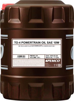 Трансмиссионное масло Pemco TO-4 Powertrain Oil SAE 10W / PM2601-20 - фото 1 - id-p217416417